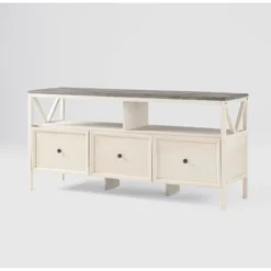 Farmhouse 3 Drawer Wood TV Stand For TVs Up To 65" - Saracina Home -Saracina Home Deals Store GUEST 0072dd60 ce7c 4443 ae39 8934a2c1febb