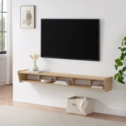 Modern Minimalist Floating TV Stand For TVs Up To 70" With Open Storage - Saracina Home -Saracina Home Deals Store GUEST 023d9550 9b99 49a8 ac43 b9d15c1a1c9d