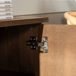 58" Modern Boho Solid Pine Wood Closed Storage Sideboard Brown - Saracina Home -Saracina Home Deals Store GUEST 025a4b7b 223f 4cc7 b935 d1178e47d623