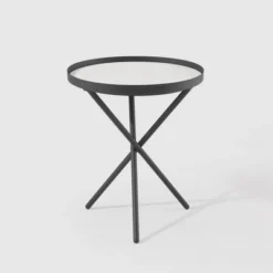 Modern Minimalist Intersecting Tripod Leg Side Table Black/Faux White Marble - Saracina Home -Saracina Home Deals Store GUEST 02e08952 aabc 4377 b4ff 758f91393bcf