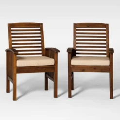 2pk Acacia Wood Patio Chairs With Cushions - Saracina Home 19 2pk Acacia Wood Patio Chairs With Cushions - Saracina Home -Saracina Home Deals Store GUEST 06cfae64 d30b 448b b17c 0adbbfba89ad