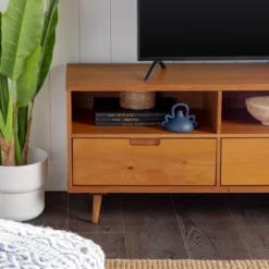 Cara 3 Drawer Mid-Century Modern 3 Drawer TV Stand For TVs Up To 80" - Saracina Home -Saracina Home Deals Store GUEST 0824ed10 634d 442e 93d1 6435deb8cb30