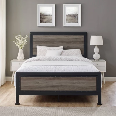 Queen Industrial Wood And Metal Bed - Saracina Home 3 Queen Industrial Wood And Metal Bed - Saracina Home - Image 3