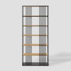 79" Modern 6 Shelf With Metal Bar Bookcase Coastal Oak/Black - Saracina Home 12 79" Modern 6 Shelf With Metal Bar Bookcase Coastal Oak/Black - Saracina Home -Saracina Home Deals Store GUEST 10748008 39ee 4721 929f b7239ed78e10