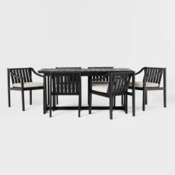 7pc Modern Slatted Wood Outdoor Dining Set - Saracina Home -Saracina Home Deals Store GUEST 117dd8e5 e41e 4deb 8859 7e6c9ff717ab
