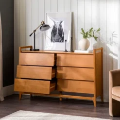 Mid-Century Modern Solid Wood Paneled 6 Drawer Dresser - Saracina Home 17 Mid-Century Modern Solid Wood Paneled 6 Drawer Dresser - Saracina Home -Saracina Home Deals Store GUEST 1258b2a1 b9f1 4253 9c9b f034f7b370c0