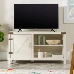 Clarabelle Rustic Industrial Barn Door TV Stand For TVs Up To 50" - Saracina Home -Saracina Home Deals Store GUEST 12ba9c89 6ca9 4b3a a865 66e4af484235