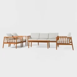 5pc Modern Boho Outdoor Eucalyptus Spindle Chat Set - Saracina Home -Saracina Home Deals Store GUEST 152710cd 7e6f 4241 a01d 9f0fad08c2ba