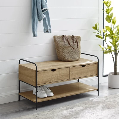 Modern 2 Drawer Storage Entry Bench - Saracina Home 1 Modern 2 Drawer Storage Entry Bench - Saracina Home