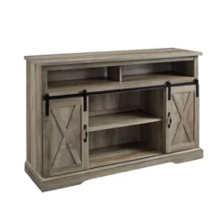 Transitional Sliding Barndoor Highboy TV Stand For TVs Up To 58" - Saracina Home -Saracina Home Deals Store GUEST 18d26976 2f57 4c04 a287 c8a5544778c9