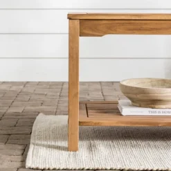 Ravenscroft Modern Boho Acacia Wood Slatted Outdoor Coffee Table With Lower Shelf - Saracina Home -Saracina Home Deals Store GUEST 20e8c058 29f7 4dae 9c40 ba829a75f9e4