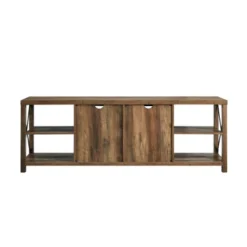Sophie Rustic Farmhouse X Frame Glass Doors TV Stand For TVs Up To 80" Rustic Oak - Saracina Home -Saracina Home Deals Store GUEST 25062be1 85e2 487b bbc9 7411eebdc133