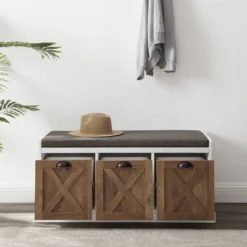 Farmhouse 40" 3 Drawer Storage Bench With Cushion - Saracina Home -Saracina Home Deals Store GUEST 25e5f424 f281 4507 b17a 014bdc2a8834