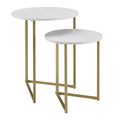 2pc Glam V Leg Nesting Side Tables - Saracina Home 9 2pc Glam V Leg Nesting Side Tables - Saracina Home - Image 9