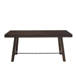 71" Tanya Modern Farmhouse Metal Stretcher Dining Table Dark Brown Oak - Saracina Home -Saracina Home Deals Store GUEST 318da050 abf9 4756 b1f1 bc601f9c5ee6