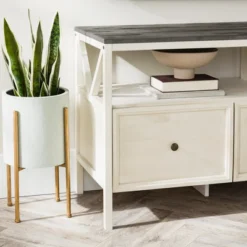 Farmhouse 3 Drawer Wood TV Stand For TVs Up To 65" - Saracina Home -Saracina Home Deals Store GUEST 31eff10a 5528 4bba 98ac 4d2069368764