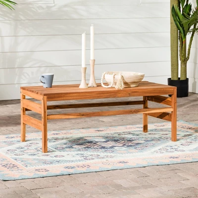 Outdoor Acacia Wood Slatted Coffee Table - Saracina Home 1 Outdoor Acacia Wood Slatted Coffee Table - Saracina Home
