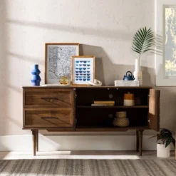 58" Modern Boho Solid Pine Wood Closed Storage Sideboard Brown - Saracina Home -Saracina Home Deals Store GUEST 32c51967 13ed 41af 8c11 439b8c111d14
