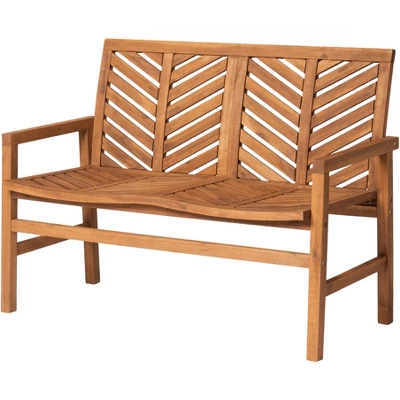 Slatted Chevron Acacia Wood Patio Loveseat – Saracina Home 5 Slatted Chevron Acacia Wood Patio Loveseat – Saracina Home - Image 5