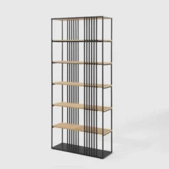 79" Modern 6 Shelf With Metal Bar Bookcase Coastal Oak/Black - Saracina Home 10 79" Modern 6 Shelf With Metal Bar Bookcase Coastal Oak/Black - Saracina Home -Saracina Home Deals Store GUEST 357dd387 1fbd 46e5 a3f1 33f20fcef85e