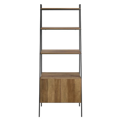 72" Open Shelf And Closed Storage Cabinet Ladder Bookcase - Saracina Home 2 72" Open Shelf And Closed Storage Cabinet Ladder Bookcase - Saracina Home - Image 2