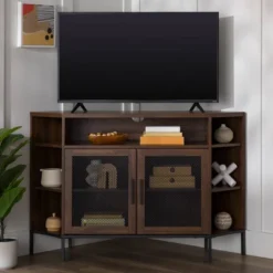 Corner TV Stand For TVs Up To 55" With Metal Mesh Doors - Saracina Home -Saracina Home Deals Store GUEST 37c2fa85 ab08 4b35 a28d 41518b8299c5