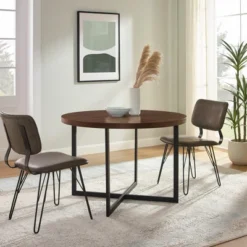 Modern 42" Round Intersecting Leg Dining Table Dark Walnut - Saracina Home -Saracina Home Deals Store GUEST 3bfb4268 368c 4b7a b66b da94263e341c