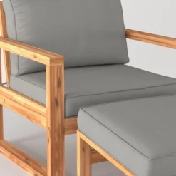 Galia 2pc Square Leg Acacia Wood Chair And Ottoman With Cushions - Brown - Saracina Home -Saracina Home Deals Store GUEST 3de53d41 3e21 483c b5fd dd00d2e5b95e