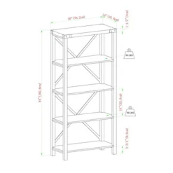 64" Sophie Industrial X Frame Bookshelf - Saracina Home -Saracina Home Deals Store GUEST 4056ef5b a1ba 4723 8b3f 27d330c71048