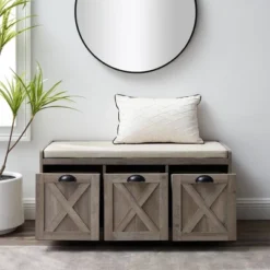 Farmhouse 40" 3 Drawer Storage Bench With Cushion - Saracina Home -Saracina Home Deals Store GUEST 41dfbb10 4a84 4b44 8b87 b6d5d31a0ceb