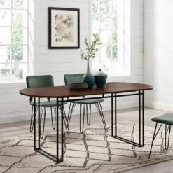 71" Phyllis Modern Drop Leaf Dining Table Walnut - Saracina Home -Saracina Home Deals Store GUEST 45f0b8e9 d1c4 4c13 8c1b b1c57c6922e3