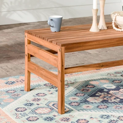 Outdoor Acacia Wood Slatted Coffee Table - Saracina Home 6 Outdoor Acacia Wood Slatted Coffee Table - Saracina Home - Image 6