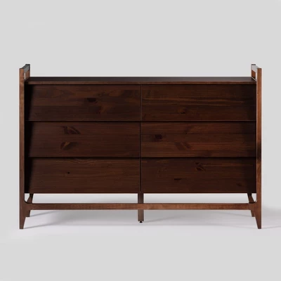 Mid-Century Modern Solid Wood Paneled 6 Drawer Dresser - Saracina Home 13 Mid-Century Modern Solid Wood Paneled 6 Drawer Dresser - Saracina Home - Image 13