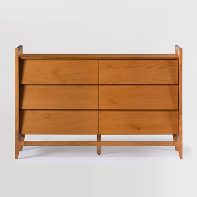 Mid-Century Modern Solid Wood Paneled 6 Drawer Dresser - Saracina Home 12 Mid-Century Modern Solid Wood Paneled 6 Drawer Dresser - Saracina Home - Image 12