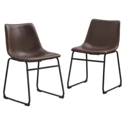 Set Of 2 Laslo Modern Upholstered Faux Leather Dining Chairs - Saracina Home -Saracina Home Deals Store GUEST 4df149f4 10cd 43f6 ae87 21d2762646ef