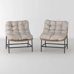 2pk Papasan Scoop Outdoor Patio Chair - Natural - Saracina Home -Saracina Home Deals Store GUEST 4f90f799 f729 4ef9 9855 358f0a27be20