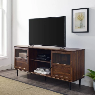Modern Wood And Glass Door Console TV Stand For TVs Up To 65" - Saracina Home 1 Modern Wood And Glass Door Console TV Stand For TVs Up To 65" - Saracina Home