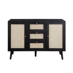 Modern Boho Wood And Rattan Storage Sideboard Black - Saracina Home -Saracina Home Deals Store GUEST 52766561 efc9 4b8a 9a5c 6e9689b662a9