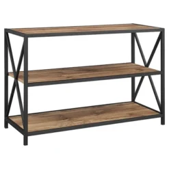 25.62" X Frame Metal And Wood Media Bookshelf - Saracina Home -Saracina Home Deals Store GUEST 52dc6235 5678 4183 9fa3 c366355d431d
