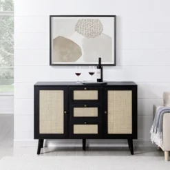 Modern Boho Wood And Rattan Storage Sideboard Black - Saracina Home -Saracina Home Deals Store GUEST 52f5e3ee 76b4 4a71 b8d9 41f7b184a080