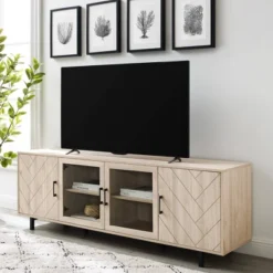 Vik Modern Boho 4 Door Herringbone TV Stand For TVs Up To 80" - Saracina Home -Saracina Home Deals Store GUEST 530194cb a341 4baf 923d 18f7438961b6