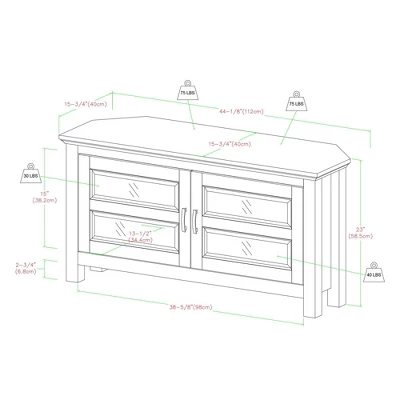 Modern 2 Glass Door Corner TV Stand For TVs Up To 50" Black - Saracina Home 6 Modern 2 Glass Door Corner TV Stand For TVs Up To 50" Black - Saracina Home - Image 6