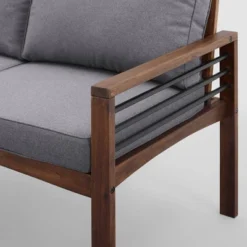 Saybrook Modern Metal And Wood Patio Loveseat - Gray/Dark Brown - Saracina Home 16 Saybrook Modern Metal And Wood Patio Loveseat - Gray/Dark Brown - Saracina Home -Saracina Home Deals Store GUEST 552352ef 3e24 41f9 9609 1cdc37ebecff