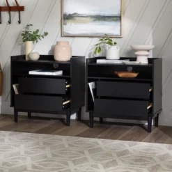 2pk Mid-Century Modern Solid Wood 2 Drawer Storage Nightstands - Saracina Home 21 2pk Mid-Century Modern Solid Wood 2 Drawer Storage Nightstands - Saracina Home -Saracina Home Deals Store GUEST 559c5ca6 af7e 4136 9a5f 989a82141900