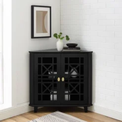 2 Door Corner Accent Cabinet With Fretwork Doors - Saracina Home -Saracina Home Deals Store GUEST 56432bd0 d98d 41c7 8ca0 8e740f3e8fc7