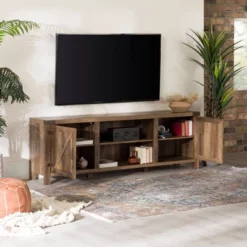 Modern Industrial Barn Door TV Stand For TVs Up To 80" - Saracina Home -Saracina Home Deals Store GUEST 566e057f ed2e 4a4d b9b9 6c07f4600038