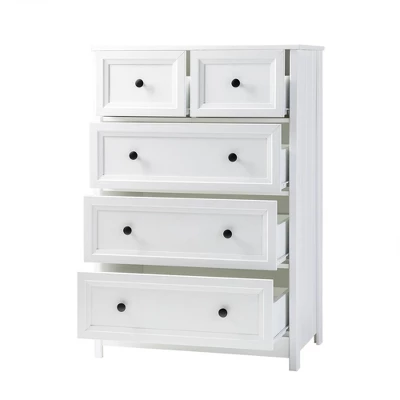 Farmhouse 5 Drawer Grooved Tall Storage Dresser White - Saracina Home 11 Farmhouse 5 Drawer Grooved Tall Storage Dresser White - Saracina Home - Image 11