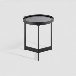Modern Minimalist Tray Top Round Glass Side Table Black - Saracina Home -Saracina Home Deals Store GUEST 59ba750c 7740 47a0 aae3 0b5bc640ae7a
