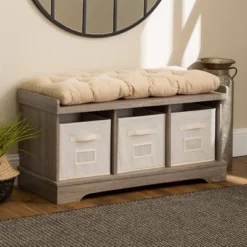 Saracina Home Deals Store 9 42" Upholstered Wood Entryway Bench With Storage - Saracina Home