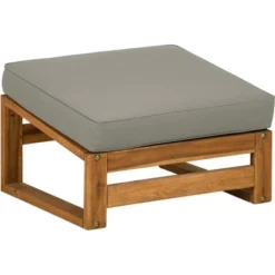 Galia 2pc Square Leg Acacia Wood Chair And Ottoman With Cushions - Brown - Saracina Home -Saracina Home Deals Store GUEST 5c6ac659 1ca2 40a2 b2a8 c48f709d346f